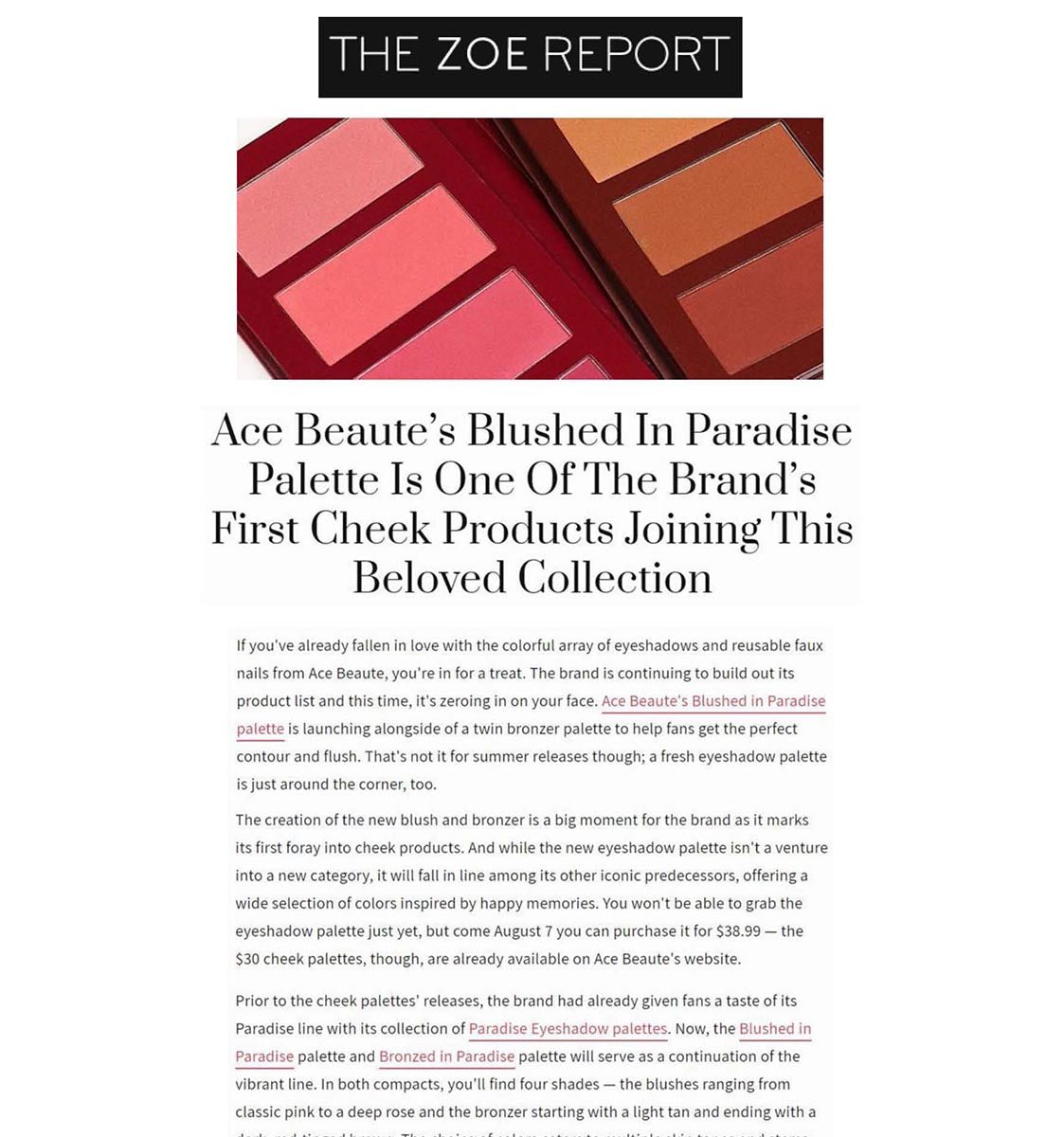 The Zoe Report Ace Beauté