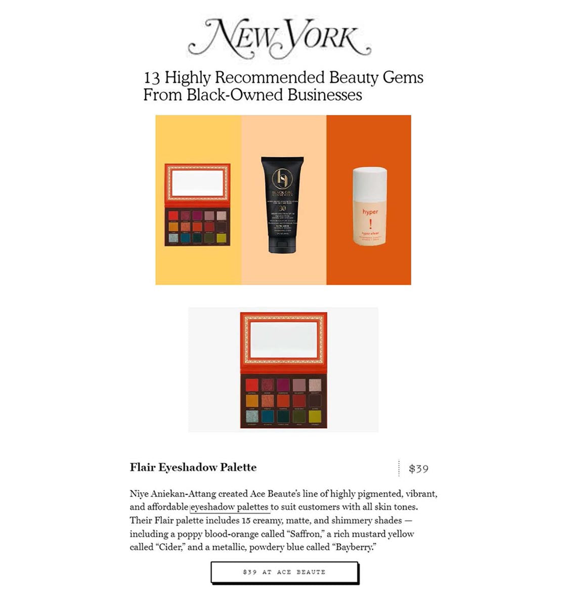 NY Magazine Ace Beauté