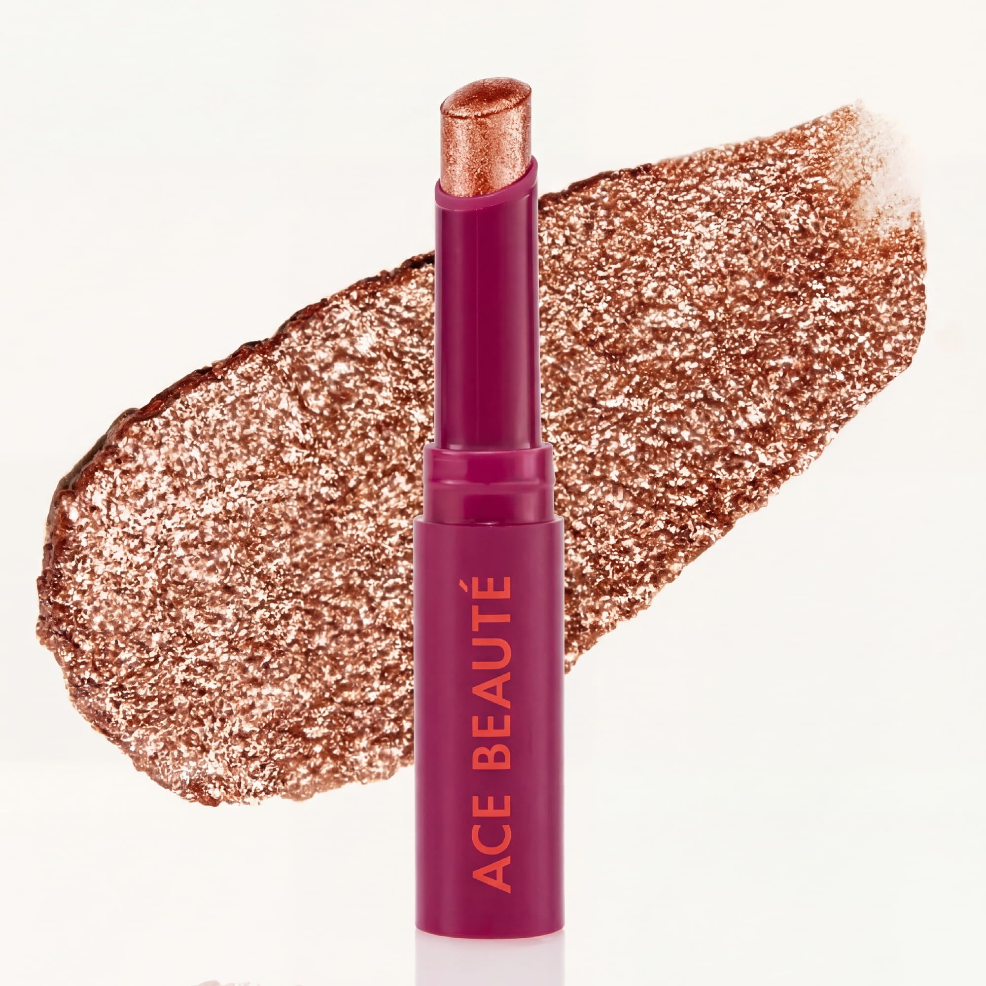 Mood Light rose gold shimmer eyeshadow swatch showing sparkling pigment