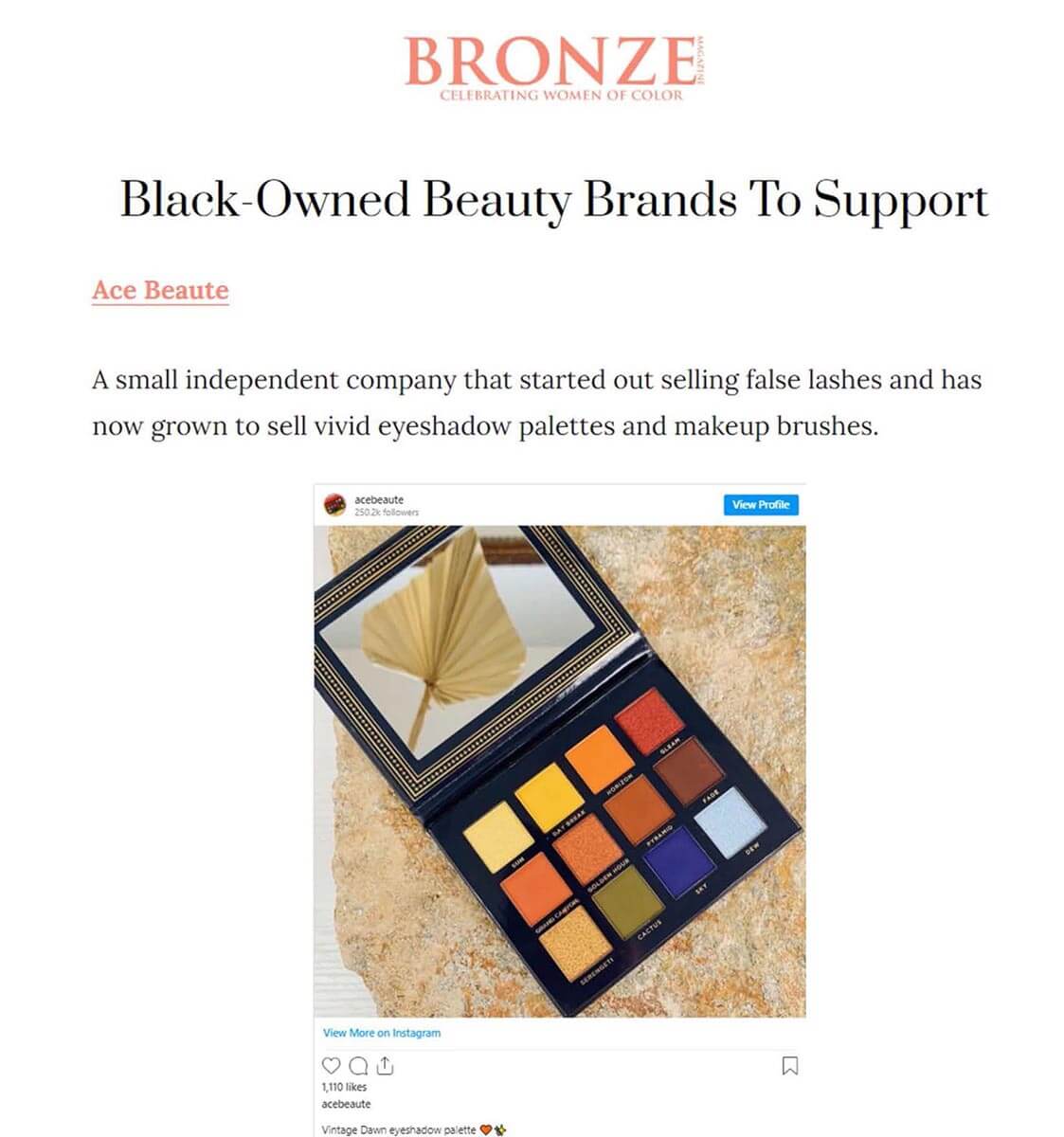 Bronze Magazine Ace Beauté