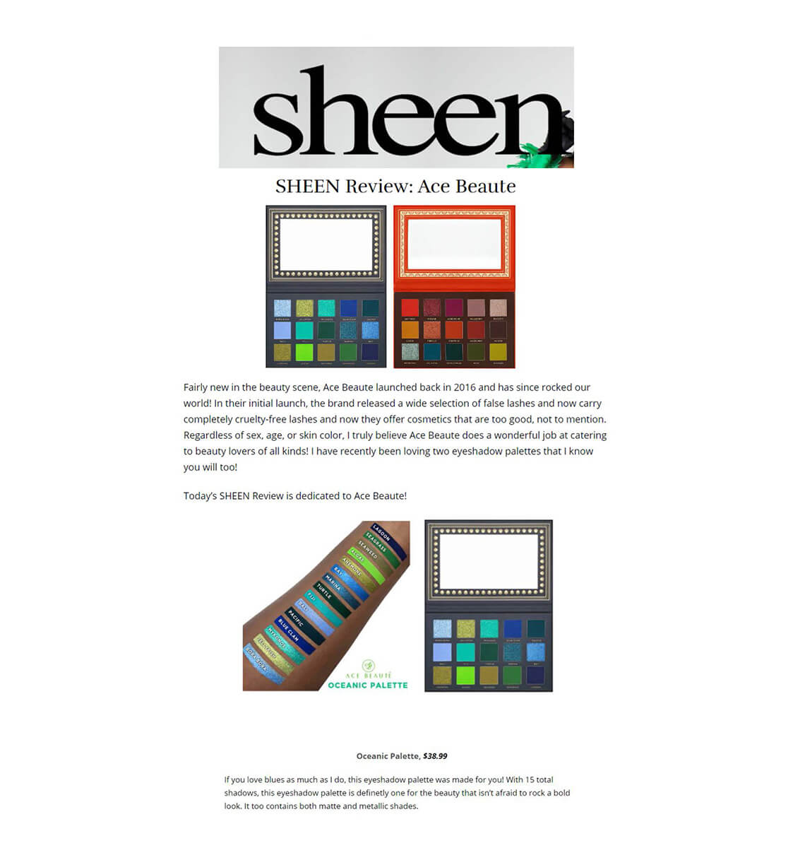 Sheen Magazine Ace Beauté