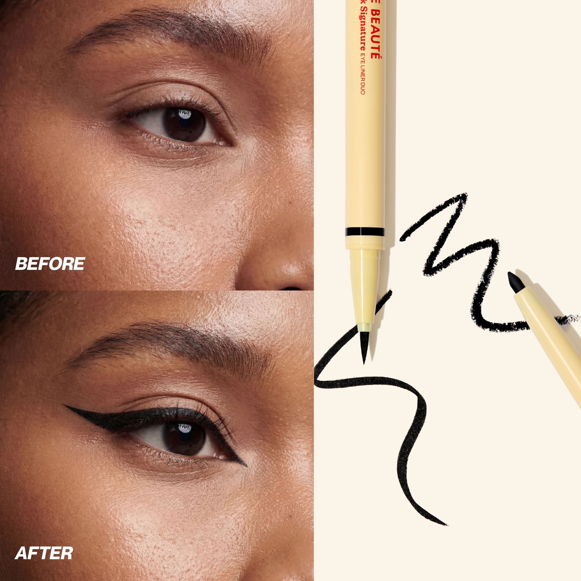 Duo Eyeliner Before and After look 