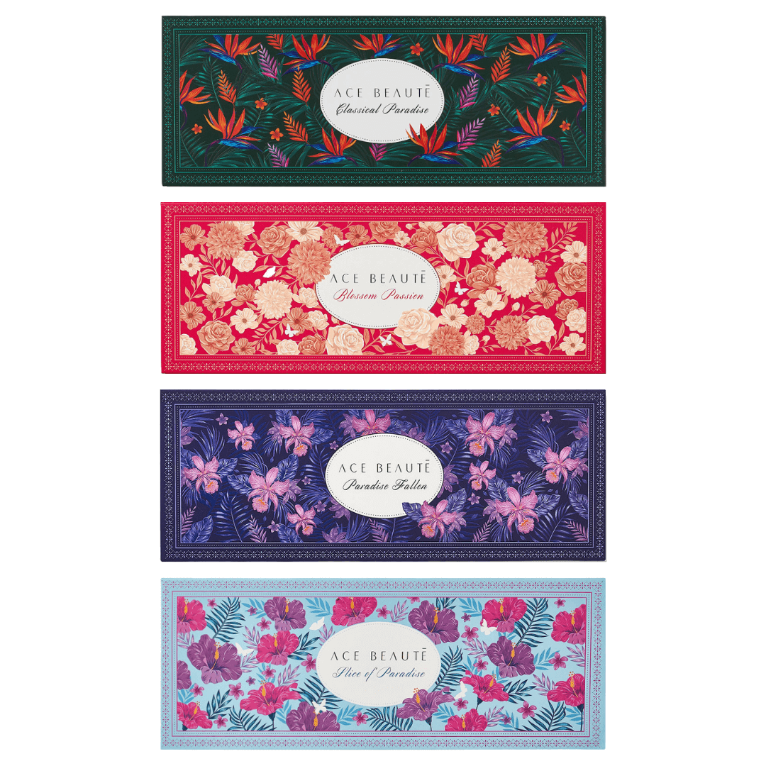 Ace Beauté Paradise Collection with Limited Edition PR Box (Blossom Passion, Paradise Fallen, Classical Paradise, & Slice of Paradise)
